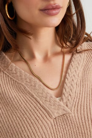 Necklace flat with print long - Silver color-4.0MM h5 Picture3